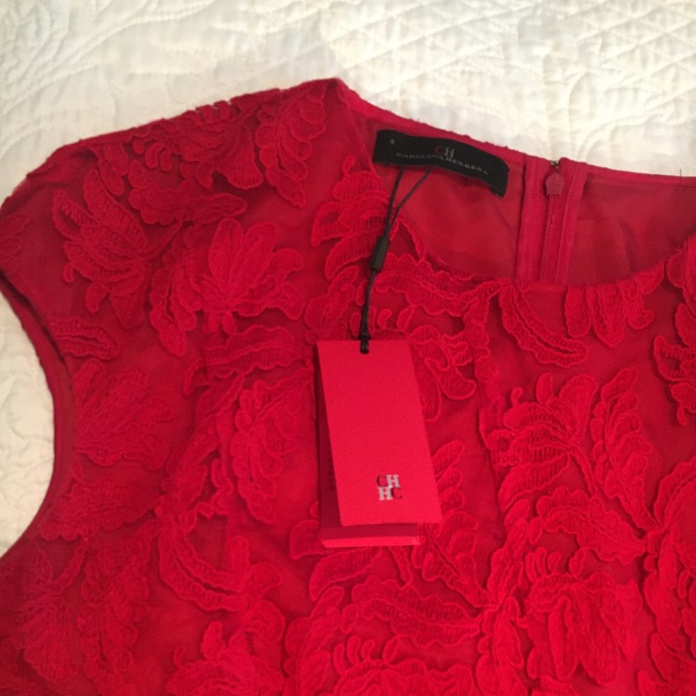 Carolina Herrera Red Lace Dress - Size 8 NWT - Picture 14 of 16